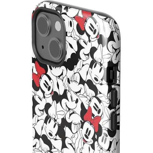 Disney Minnie Mouse Red Color Pop Face Pattern iPhone 15 Impact Case